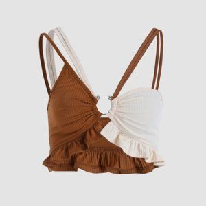 Ruffle Cut Out Patchy Cami